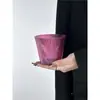 Taza de Vidrio Rayada Simple Rojo Rosa Retro Estilo Ins de Aspecto Caro para Bebidas Frías Taza de Jugo Taza de Vino Taza de Café