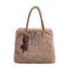 Otoño e Invierno Nuevo Diseño de Bolsa de Felpa Bolso de Mano Tejido Tote de Gran Capacidad Moda Versátil Bolso de Hombro de Comercio Exterior Tendencia