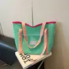 Bolsa Tote Grande de Nova Coleção 2026 Transfronteiriça com Design Único Color-Blocking e Malha Vazada, Bolsa de Ombro e Bolsa de Mão Casual Tendência