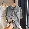 Estilo Minimalista Nórdico Básico Cor Sólida Versátil Slim-Fit Manga Curta Malha Camisa Polo T-Shirt para Mulheres Primavera