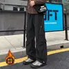 Pantalones de Esquí Impermeables con Forro de Terciopelo para Otoño e Invierno para Hombre, Marca de Moda, Pantalones Cargo Rectos Holgados para Exteriores, Pantalones Casuales Gruesos