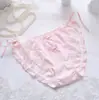 Calcinha Feminina Estilo Japonês Fresca com Babados Princesa Algodão Puro Algodão Colorido Triângulo Renda Charmosa com Cadarço