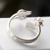 Joyería de Plata al por Mayor Nafoge con Apertura de Perla Natural Anillo de Plata Tailandesa Anillo Vintage de Plata de Ley 925 para Mujer