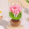 Regalo del Día del Maestro: Ramo de Flores de Hilo de Rosa, Planta en Maceta de Girasol Hecha a Mano para Maestros