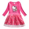 Vestido de outono das meninas roupas de outono 2022 Primavera e outono novo estilo ocidental infantil KT saia de gato saia de manga comprida das meninas saia de primavera