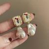 Pendientes de Borla de Perlas Carta de Amor Antigua Media Aguja Plata Nicho Aretes de Alta Gama Retro Lujo Ligero Accesorios para Orejas Venta al por Mayor Mujeres