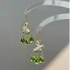 Entre las Mariposas VerdesAretes de Borla con Forma de Gota de Agua de Mariposa Verde Estilo Bosque, Pendientes de Alto Nivel Estilo Nuevo Primavera y Verano, Plata 925