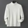 Suéter de Lana Pura Nuevo Otoño/Invierno Baicai Rong para Hombre, Grueso, Cuello Semi Alto, Manga Raglán, Tejido de Punto, Capa Base Simple de Punto