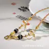 Cordão de Colar Tecido à Mão Estilo Xizang, Conta Dzi de Thangka, Cordão para Pingente de Conta Dzi, Cordão para Corrente de Suéter com Contas de Vidro Cor de Cinza