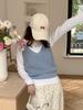 [Oufan] Chaleco de punto de lana a juego para mujer, estilo coreano, informal, con tirantes interiores, 9763