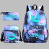 Nuevo Elfo Baokemeng Pokémon Juego Periférico Mochila Bolsa de Almuerzo Estuche Tres Piezas Mochila Escolar Luminosa