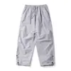 Calça Esportiva Masculina de Secagem Rápida, Modelagem Solta, Casual para Exterior, Leve, Versátil, Cor Sólida, Caimento Fluido, Calça Jogger de Cordão para Verão