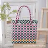 Bolsa de Mão Colorida Tecida da Moda em Cores Macaron, Presente para o Dia das Crianças, Bolsa Tecida Dopamina para Estudantes, Transfronteiriça