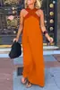 Ropa de Mujer Transfronteriza Nueva de Verano 2025 Amazon Aliexpress Comercio Exterior Vestido Largo con Espalda Cruzada Diseño Sexy