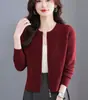 Cárdigan de Punto con Cremallera para Mujer Petite 2026 Estilo Nuevo Suéter Exterior de Cuello Redondo