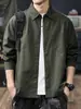 Camisa de Trabajo Simple de Gama Alta de Manga Larga para Hombre Estilo Nuevo Primavera y Otoño Retro Japonés Holgada Camisa Chaqueta Ropa para Hombre