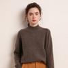Suéter de Tricô Feminino Elegante com Gola Meia-Alta e Costuras Expostas, Cor Clara, Caimento Solto, Emagrecedor, Fenda, Cashmere Espessado