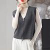 Chaleco con Cremallera sin Mangas para Primavera y Otoño 2025 Chaqueta de Punto para Mujer Estilo Corto Cardigan Cardigan Cuello Corazón Color Sólido Ropa de Mamá