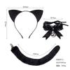 Halloween Enfeite de Cabeça de Animal Novo Tiara de Gato Conjunto de Cauda de Pelúcia para Adulto Tiara de Orelha de Gatinho Adereços para Fantasia