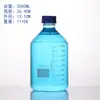Frasco de vidro azul GL45 para reagentes de laboratório, 50ml 100ml, vidro borossilicato alto, frasco de amostragem, fabricante
