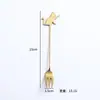 Acero Inoxidable 304 Cuchara de Café para Pez Gato Cuchara para Remover Gato de Dibujos Animados Pez Pequeño Tenedor de Fruta para el Hogar Tenedor de Postre