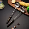 Juego de Utensilios de Cocina Acero Inoxidable 304 Mango de Madera Utensilios de Cocina Espátula Cuchara para Sopa Espátula de Cocina Casera Cuchara Suministros de Cocina