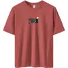 Camiseta de Algodón Puro para Hombre de Manga Corta Marca de Moda Cuello Redondo con Estampado de Letras de Dibujos Animados Camisa Base Blanca 100% Algodón de Manga Media