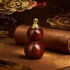 Frasco Giratorio de Calabaza Ébano para Rapé con Junta de Bambú Tallada, Florero Hueco Incrustado con Latón, Simbolizando Prosperidad y Ascensión