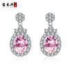 Moda Europeia e Americana Novo TikTok Live with Goods Brincos de gema rosa micro-incrustados em forma de gota Brincos femininos elegantes para todos os jogos