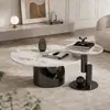 Mesa de centro Pandora de acero inoxidable de lujo ligero estilo italiano, mesa de centro redonda combinada esférica para salas de estar pequeñas