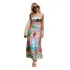 2026 Novo Europeu e Americano Transfronteiriço Aliexpress Site Independente Sexy Alça Fina Estampa Graffiti Vestido Flare para Mulheres