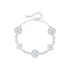 Pulseira de Trevo de Cinco Folhas em Prata S925 para Meninas, Luxo Acessível e Exquisite Pulseira Flor da Sorte em Concha, Presente de Feriado de Alta Qualidade