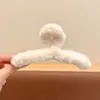 Presilha de Garra para Cabelo com Flor e Laço de Pelúcia para Mulheres, Presilha Grande para Cabelos Grossos, Acessório de Cabelo Tipo Presilha Tubarão