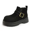 Aumento de Altura 5CM~ Estilo Otoño/Invierno 2026 Felpa Plus Suela Gruesa Superficie de Terciopelo Aumento de Altura Botines Cortos Británicos Versátiles de Moda Casual para Mujer