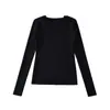 Top de punto acanalado de manga larga con cuello en U ajustado Sexy Estilo Chica Picante Estilo Puro Deseo Estilo Americano Novedad Otoño 2025