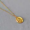 Luz de Nicho Estilo Francês Simples de Luxo Exquisito Latão Banhado a Ouro Pônei Gentil Fofo Zodíaco Pingente Colar de Temperamento Diário
