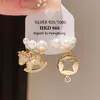 Pendientes Asimétricos de Caballo con Aguja de Plata Electrochapada en Oro Real de 18K, Perla de Imitación y Circonita, Lujo Accesible, Pendientes de Nicho de Gama Alta para Mujeres