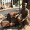 Esculturas Personalizadas de Agricultores Antigos em Estilo Temático, Feitas de Pedra Artificial, Decorações Artísticas para Espaços Comerciais