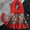 Novo elegante lenço de seda bordado all-match feminino fino organza bordado gaze elegante xale de dupla finalidade