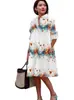 2025 Nuevo Vestido Camisa Largo Estampado Floral para Mujer Holgado Casual Cuadros Talla Grande
