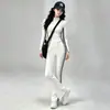 Conjunto de Ropa de Yoga para Mujer: Conjunto Deportivo de Dos Piezas con Chaqueta Corta de Cuello Alto con Cremallera y Hueso de Pescado, Rayas Laterales y Pantalones de Cintura Alta Ligeramente Acampanados