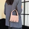 Bolsa Pequeña Cuadrada con Borlas Transfronteriza 2026 Elegante para Niños Bolso Casual de Hombro Único Estilo Coreano Retro Otoño Invierno Estético