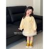 Vestido Moletom Doce Menininha Primavera e Outono 2025 Nova Moda Bebê Menina Vestido Fofinho Doce Vestido Princesa Midi
