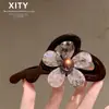 Presilha de Garra Grande Estilo Coreano Coração Doce Grande Capacidade Presilha para Coque na Nuca Presilha de Tubarão Flor Romântica Acessórios de Cabelo para Mulheres