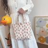 Bolsa de Lona Floral de Gran Capacidad Bolsa para Estudiantes y Viajes de Trabajo Bolsa de Mano Portátil de Pana Bolsa Pequeña Fresca para Mamás