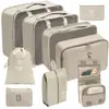Set organizador de viaje premium, incluye 11 piezas: bolsas para guardar ropa, bolsas con cordón, bolsas para cosméticos y artículos de tocador, y bolsas de malla plegables para almacenamiento