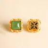 Acessórios com Inlay de Jade Hetian Natural DIY Acessórios de Jade Semi-Acabados Estilo Chinês Versátil Acessórios para Pulseira