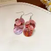 Brincos de Tarraxa Redondos Flor de Gato Agulha de Prata com Pingente de Concha Estilo Férias na Praia Moda High-End Joia de Orelha para Mulheres