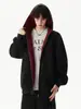 Sudadera retro de peso pesado estilo americano, corte cuadrado para hombre, prenda exterior de otoño con bloques de color y patchwork, chaqueta con capucha deportiva para jóvenes