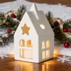Casa de Cerâmica Ins Escandinava Artesanato de Natal Enfeites Design Recortado Luz LED Atmosfera Presentes Decorativos Transfronteiriços